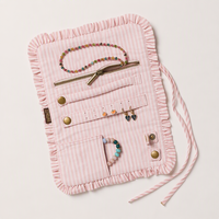 Pochette de voyage en coton avec logo personnalisé, robuste, pour ranger les bijoux, fermeture à bouton, moderne, en velours, à enrouler