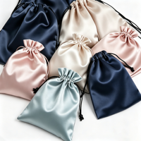 Pochette de rangement en satin avec logo de marque imprimé sur mesure, pochette en soie pour perruques, extensions de cheveux, emballages pour cheveux