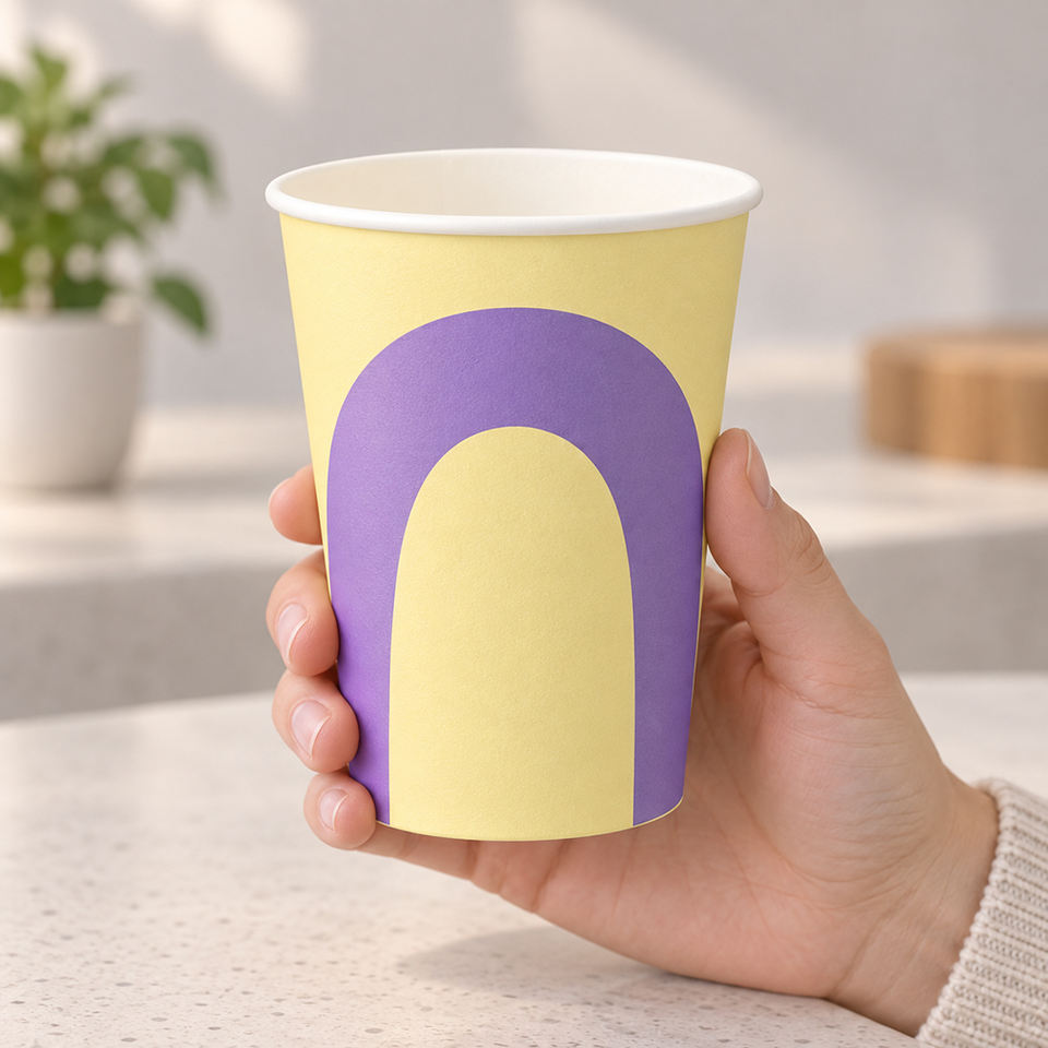 Vending Single Paper Cup Custom Printed 8oz With Lids Plastic Free for ...