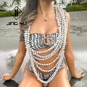 Bikini Micro Bandeau con Estampado Hawaiano al por Mayor de Fábrica, Traje de Baño de Nailon Ecológico Personalizado para Mujer - Product Image 3