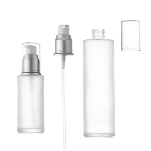 Mỹ Phẩm Mặt Kem Serum 1Oz 2Oz 4Oz Xi Lanh Frosted Mỹ Phẩm Bơm Phun Lotion Chai Thủy Tinh Với Vàng Bamboo Cap - Product Image 2