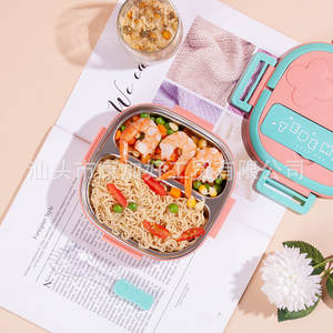 Boîte à lunch rectangulaire en plastique avec couvercle isotherme et cuillère pour enfants et tout-petits - Product Image 5