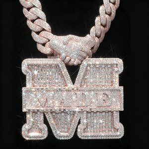 Custom Vvs Moissanite Name Letter Pendant Hip Hop Style Iced Out 925 Silver 3D Baguette Diamond <b>Chain</b> Pendant Men Fine Jewelry - Product Image 1