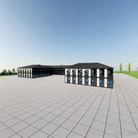 SKYLINE Casa Contenedor Moderna, Transpirable, de Montaje Rápido, con Fachada de Vidrio Completa, Modular, Desmontable, Prefabricada, para Hotel o Escuela