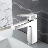 Robinet de lavabo moderne à poignée unique, eau chaude/froide, laiton chromé, thermostatique, montage sur plan, mitigeur pour évier avec valve en céramique