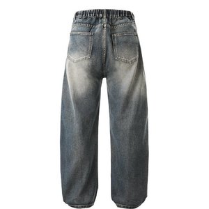 <span class=keywords><strong>Jeans</strong></span> Larghi e Comodi OEM, <span class=keywords><strong>Pantaloni</strong></span> in Denim Grigio Vintage Lavato, Vita Elastica, Stile Streetwear Casual - Product Image 5