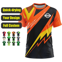 T-shirt homme en polyester à séchage rapide, impression par sublimation personnalisée, logo intégral, t-shirt de sport pour homme.