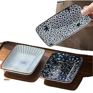 Assiette à dessert rectangulaire en céramique de luxe moderne, émaillée, à motif floral, de qualité alimentaire, durable et écologique, pour restaurant - Product Image 1