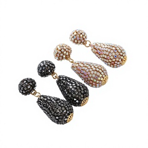 Meilleures boucles d'oreilles de luxe en forme de goutte d'eau, boucles d'oreilles pendantes en cristal de strass, bijoux en alliage plaqué or pour femmes, anniversaire - Product Image 4