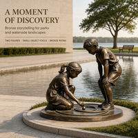 Sculpture en bronze coulé d'enfants jouant, artisanat métallique pour parcs, écoles, cours, jardins et décoration artistique publique