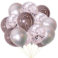 Ensemble de 15 ballons en latex agate métallisée marbrée confettis paillettes pour décoration de fête d'anniversaire mariage saint valentin