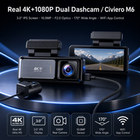 Caméra embarquée Civiero double canal 4K avec WiFi et GPS, double objectif avant et intérieur, boîte noire de voiture, enregistreur de conduite