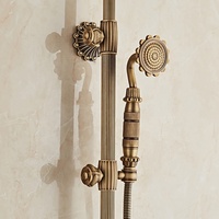 Système de douche à effet pluie en bronze antique Robinet de douche rétro avec pommeau de douche tournesol unique