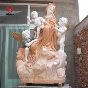 Statue de la Vierge <span class=keywords><strong>Marie</strong></span> et de l'enfant <span class=keywords><strong>Jésus</strong></span> en marbre blanc, sculpture de pierre d'extérieur pour jardin - Product Image 6