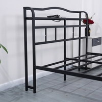 Cadre de lit double en métal, taille standard, sans sommier requis, pour chambre à coucher et appartement, avec tête de lit