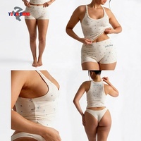 Ensemble décontracté d'été pour femmes, 2 pièces, débardeur et short basiques en coton côtelé, avec logo personnalisé