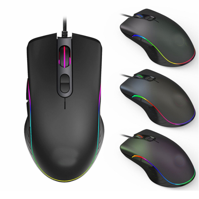 USB Plug and Play 1.5 m Wire 7 Buttons 6400dpi RGB Lighting Gaming Wired Mouse for Esports