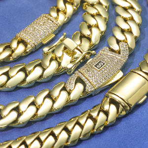 Nuoya สร้อยข้อเท้า10/12/15มม. ทรงเหลี่ยมประดับทองเหลืองชุบทอง14K เครื่องประดับฮิปฮอปปรับแต่งได้สำหรับผู้ชายผู้หญิงของขวัญ - Product Image 4