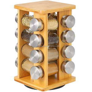 <span class=keywords><strong>Portaspezie</strong></span> Girevole in Legno di Bambù con 16 Barattoli in <span class=keywords><strong>Vetro</strong></span> - Product Image 1