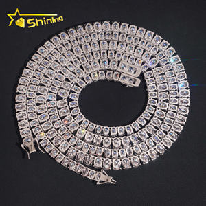 سلسلة تنس فاخرة من الموسانيت بيضاوية الشكل، مصنوعة من الفضة الإسترلينية عيار 925 مطلية بالذهب، تجتاز اختبار الألماس، قلادة تنس من الموسانيت، سلسلة متألقة - Product Image 4