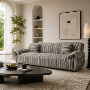 Divano Modulare Angolare a Tre Posti in Tessuto di Cotone e Lino a Righe Stile <span class=keywords><strong>Vintage</strong></span>, con Rivestimento Rimovibile, Eco-Friendly, per Soggiorno, Appartamento, Casa - Product Image 1