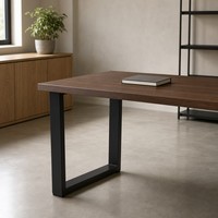 Pied de table en acier noir, cadre métallique, support rectangulaire en tube pour bureau et table à manger