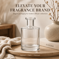 Flacon de parfum vide en verre transparent de 200 ml avec surface givrée, impression sérigraphique, étiquette personnalisable pour l'emballage de désodorisants