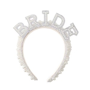 LUOXIN Accessoire de cheveux romantique pour mariées Fête de <span class=keywords><strong>mariage</strong></span> Perle Cristal <span class=keywords><strong>avec</strong></span> bandeau en voile - Product Image 4