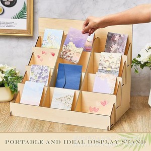 Soporte de madera para tarjetas, organizador de escritorio de 4 capas, estante de almacenamiento para tarjetas, soporte de exhibición para notas - Product Image 1