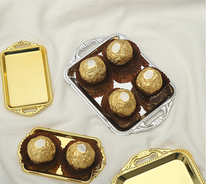 Mini <strong>Plastic</strong> Gold Candy Display <strong>Tray</strong> Favors square Gifts Wedding Party Decoration Gold Chocolate <strong>Tray</strong> Box - Product Image 5