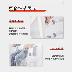 Toilet <b>Grab</b> <b>Bar</b> For Elderly 136kg Load Capacity Adjustable Width Anti Slip Aluminum Alloy Bathroom Safety Rail - Product Image 1