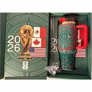 Nouvelle Tasse Isotherme de Voyage à Isolation Sous Vide avec Impression d'Équipe Sportive Mexicaine et Américaine, Football, Soccer, avec Boîte Cadeau - Product Image 1