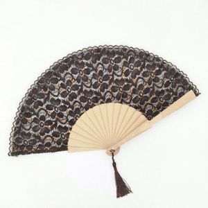 Éventail pliant en bois brodé coloré de 23 cm, artisanat chinois ancien, pour la danse - Product Image 2