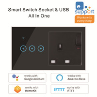 Prise murale intelligente Wi-Fi avec double port USB, compatible HomeKit, Tuya, eWeLink, Alexa et Google Voice, contrôle tactile, pour le Royaume-Uni (Chine)