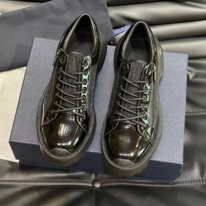 Baskets compensées en cuir à bout fermé, à lacets, semelle extérieure en caoutchouc, semelle intermédiaire en EVA, chaussures décontractées toutes saisons - Product Image 5
