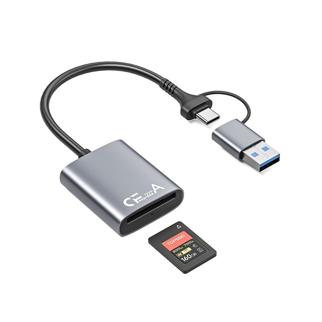 USB Type-C Aluminum Alloy CFexpress a Card SD Card Reader with High Speed 10GB Transfer Rate Equipped with USB 3.1 Cable