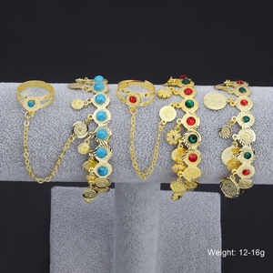 Jxx Nueva Oferta al por Mayor, Brazalete de Latón y Cobre con Baño de Oro de 24k y Plata, Cadena y Eslabones con Circonitas, Estilo Indio - Product Image 2