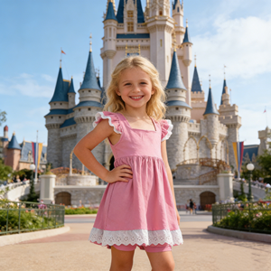 Conjunto de Vestido con Volantes de Encaje Inspirado en Princesas a Precio de Fábrica, Pantalones Cortos con Bolsillos, Color Sólido, Informal, 3 Piezas, Traje de Verano para Niñas Pequeñas - Product Image 6