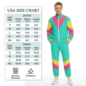 Ensemble de survêtement unisexe 2 pièces imperméable 100% nylon style années 80-90 coupe-vent - Product Image 5
