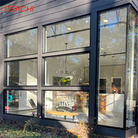 DERCHI USA Custom Villa Imagen panorámica Ventanas Hurricane Impact Vista grande Ahorre energía Ventanas abatibles de vidrio fijo de aluminio
