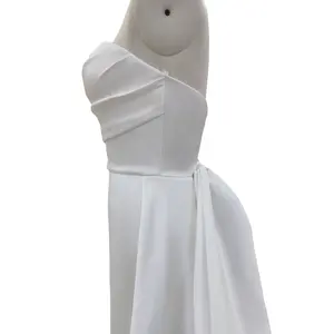 Простое свадебное платье цвета слоновой кости со складками, свадебное платье с помпоном, новый стиль, 2024, милое платье-футляр