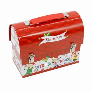 Fábrica al por mayor de punto de Navidad de mano caja de dinero de Navidad de los niños estaño caja galletas caja de dulces