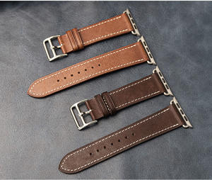 Bracelet de luxe en cuir véritable vintage italien cousu main pour hommes pour Apple Watch - Product Image 3