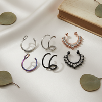 Xinfocus Meilleures ventes Anneau de nez et de septum factice à clipser en opale synthétique, sans perçage, bijoux de corps tendance pour femmes et hommes
