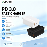 Chargeur rapide double port 30W OEM ODM avec adaptateur de voyage PD QC3.0 et technologie GaN pour iPhone, tablette, ordinateur portable et téléphone portable