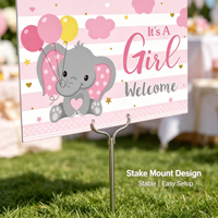 Panneau de jardin SHN SHN-216 pour révélation du sexe du bébé, bleu rose, éléphant, plastique, rectangulaire, décoration de pelouse extérieure, garçon fille