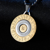 Zodiaque Manjusri en acier inoxydable, neuf palais, pendentif huit trigrammes, lotus mâle, cacahuète, accessoires de collier amulette géante, donc