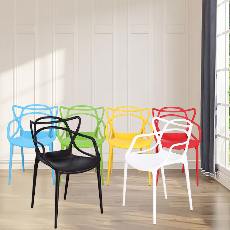 High Quality Back Breathable Colorful Dining Stackable Plastic Chairs Home Furniture Dining Restaurant Cafe Plastic Chair