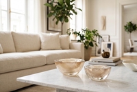 Bol en verre soufflé à la main, hémisphérique, moderne, or champagne, scintillant, pour la décoration d'hôtels et de villas