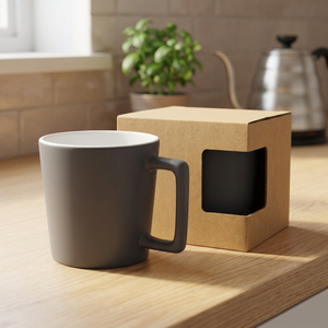 Tazza da Latte in Ceramica Cali 370ml con Finitura Opalina e Cucchiaio, Personalizzabile con Logo, Modello 100900-3 - Product Image 2